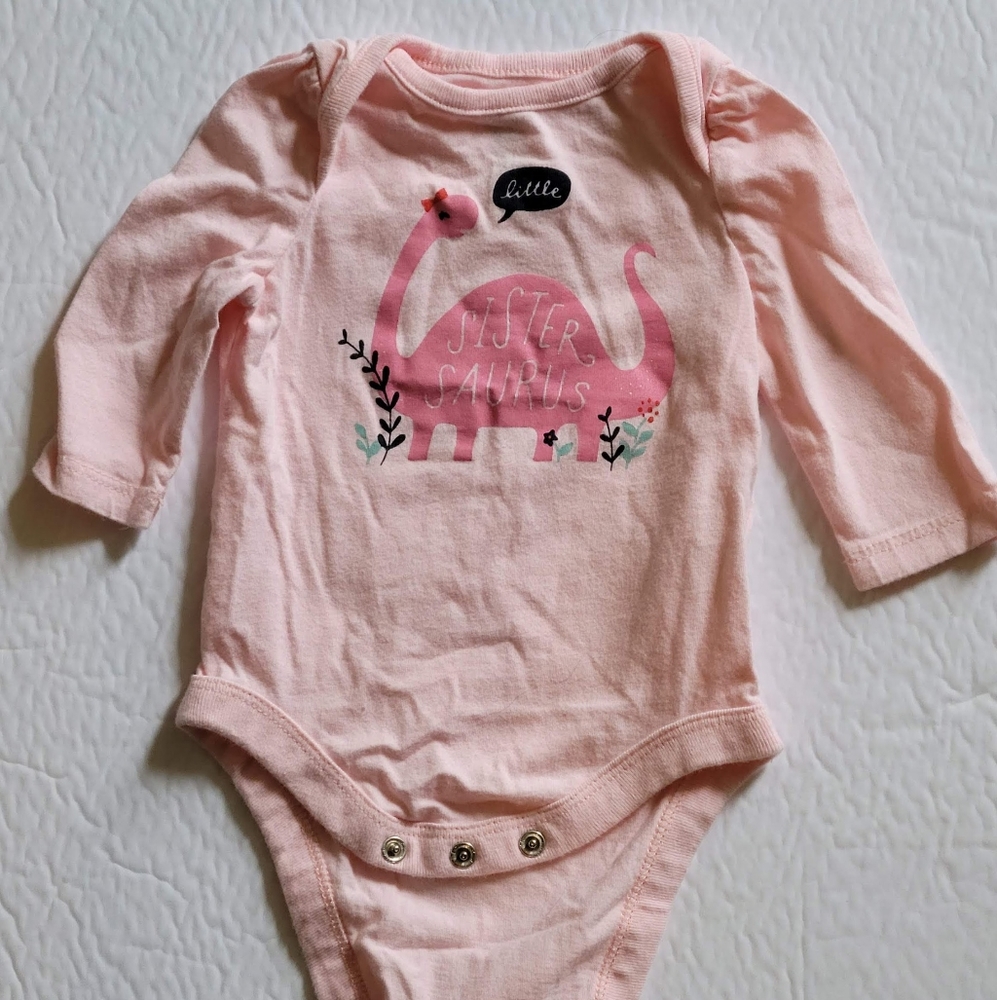 Baby Gap Little Sister Saurus Dino Bodysuit.